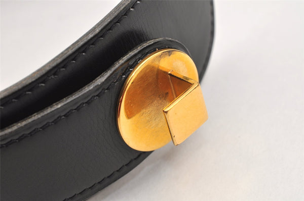 Authentic HERMES Vintage Leather Belt Size 24.6-26.6" Black Brown 2660K