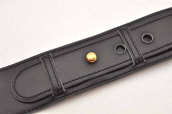 Authentic HERMES Vintage Leather Belt Size 24.6-26.6" Black Brown 2660K