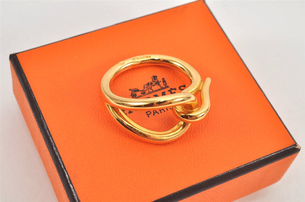 Authentic HERMES Scarf Ring Jumbo Circle Design Gold Tone Box 2663K