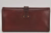 Authentic HERMES Bearn Classic Leather Long Wallet Purse Bordeaux Red 2665K
