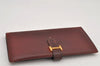 Authentic HERMES Bearn Classic Leather Long Wallet Purse Bordeaux Red 2665K
