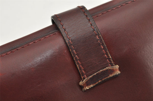 Authentic HERMES Bearn Classic Leather Long Wallet Purse Bordeaux Red 2665K