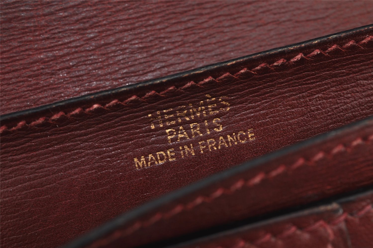 Authentic HERMES Bearn Classic Leather Long Wallet Purse Bordeaux Red 2665K