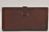 Authentic HERMES Bearn Soufflet Leather Long Wallet Purse Brown 2666K