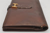 Authentic HERMES Bearn Soufflet Leather Long Wallet Purse Brown 2666K