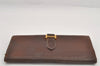 Authentic HERMES Bearn Soufflet Leather Long Wallet Purse Brown 2666K
