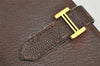 Authentic HERMES Bearn Soufflet Leather Long Wallet Purse Brown 2666K