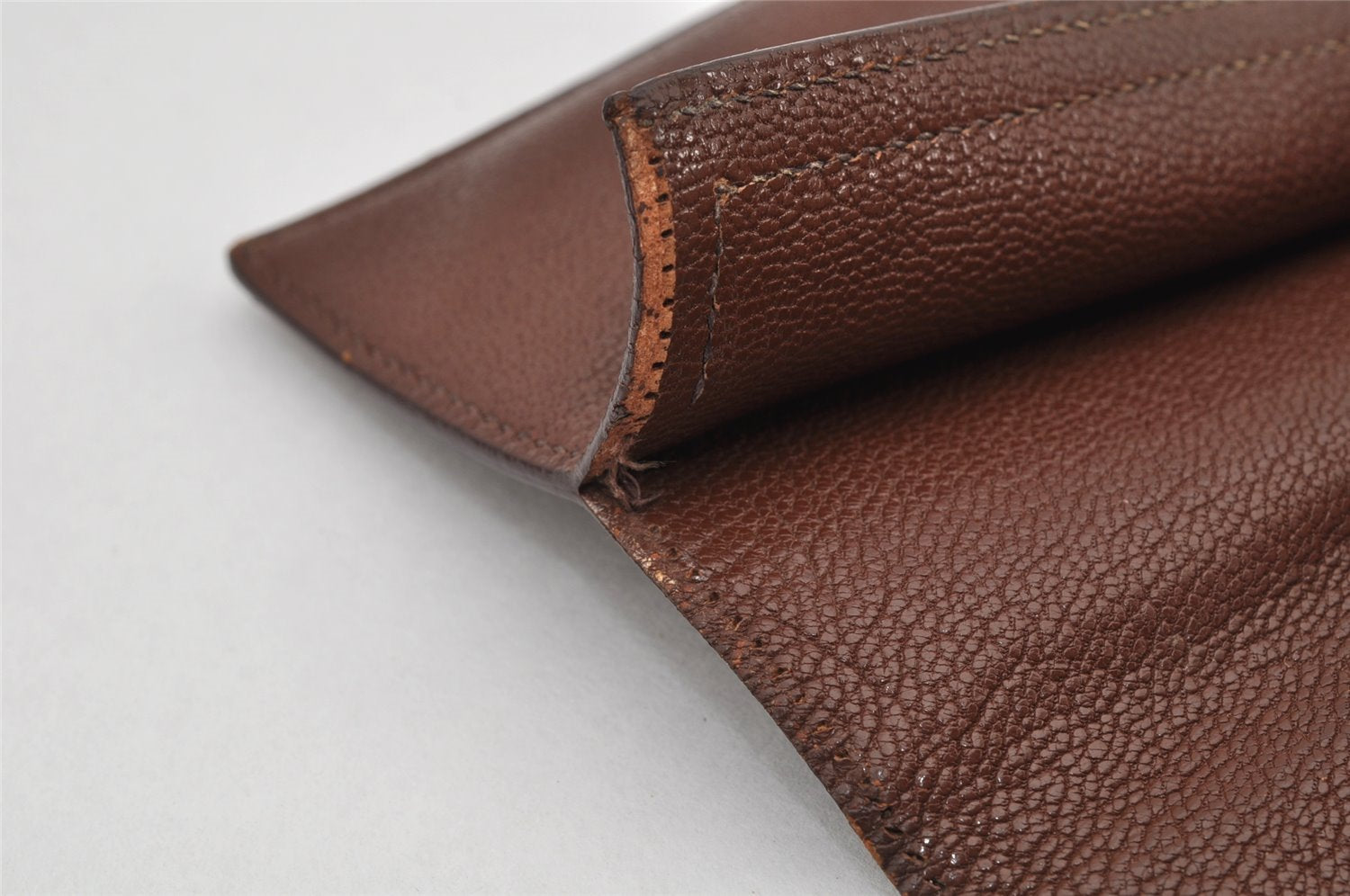 Authentic HERMES Bearn Soufflet Leather Long Wallet Purse Brown 2666K