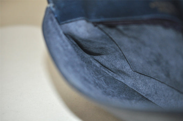 Authentic GUCCI Blondie Vintage Clutch Hand Bag Purse Leather Navy Blue 2667I