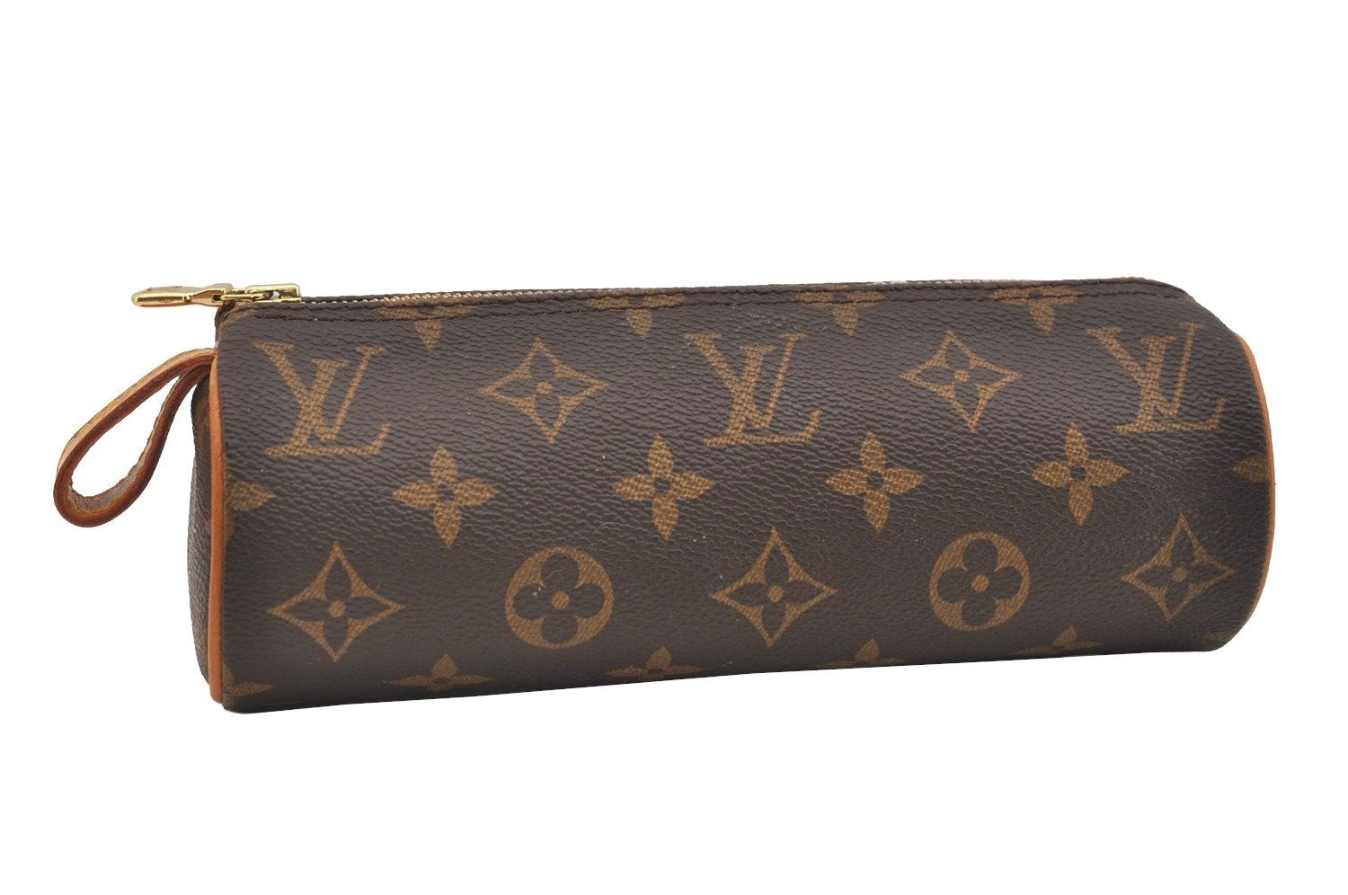 Authentic Louis Vuitton Monogram Trousse Ronde Pen Case Pouch M47630 Junk 2667J