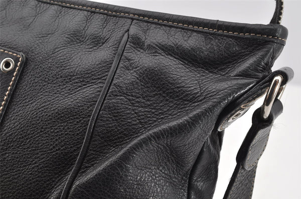 Authentic GUCCI Hysteria Vintage Shoulder Cross Body Bag Leather Black 2668I