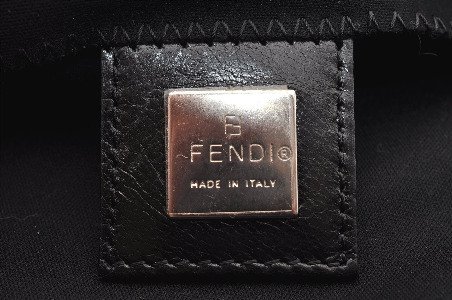 Authentic FENDI Vintage Shoulder Bag Purse Jersey Leather Black 2669I