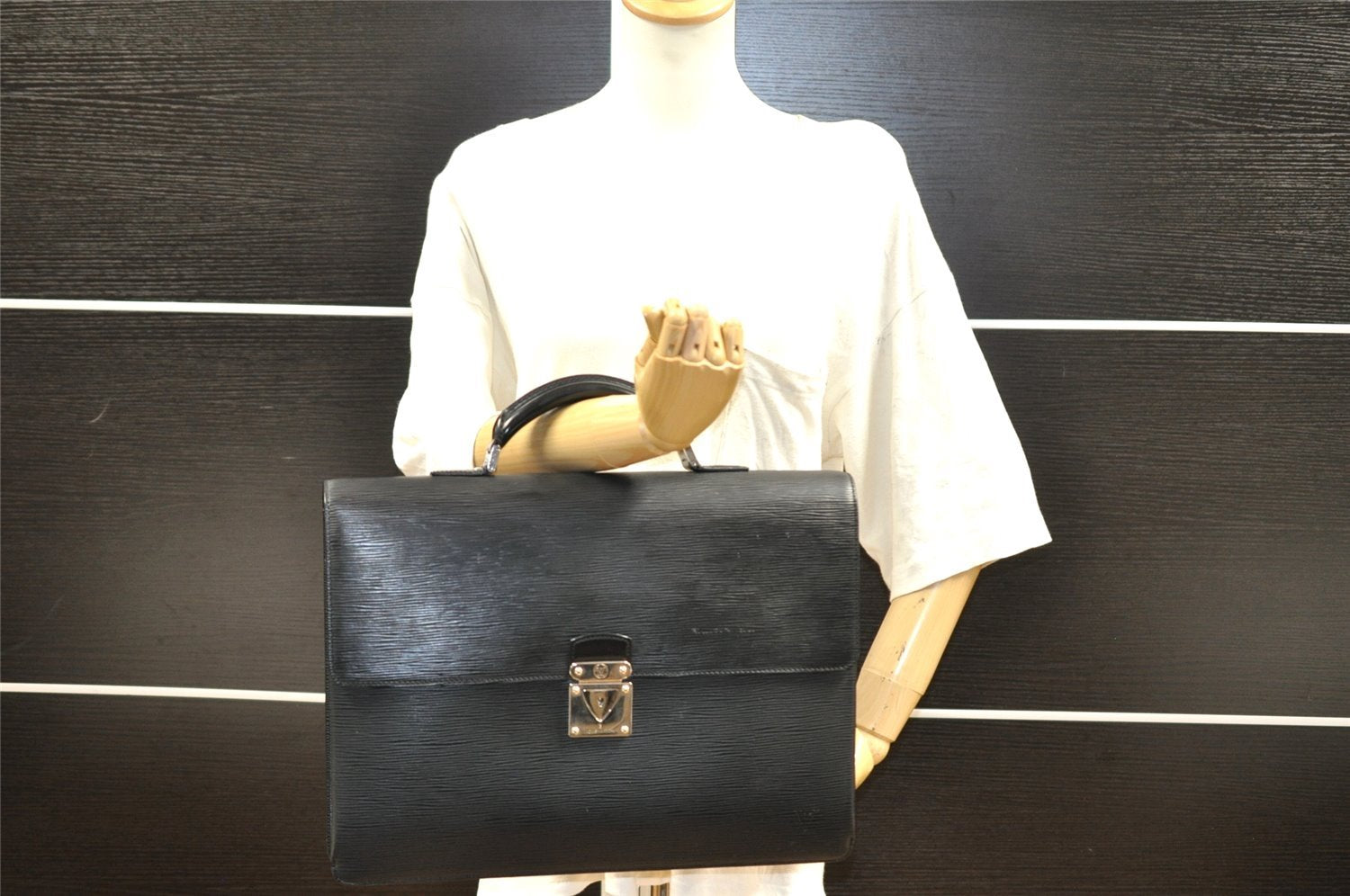 Authentic Louis Vuitton Epi Laguito Business Briefcase Black M54552 LV 2671I