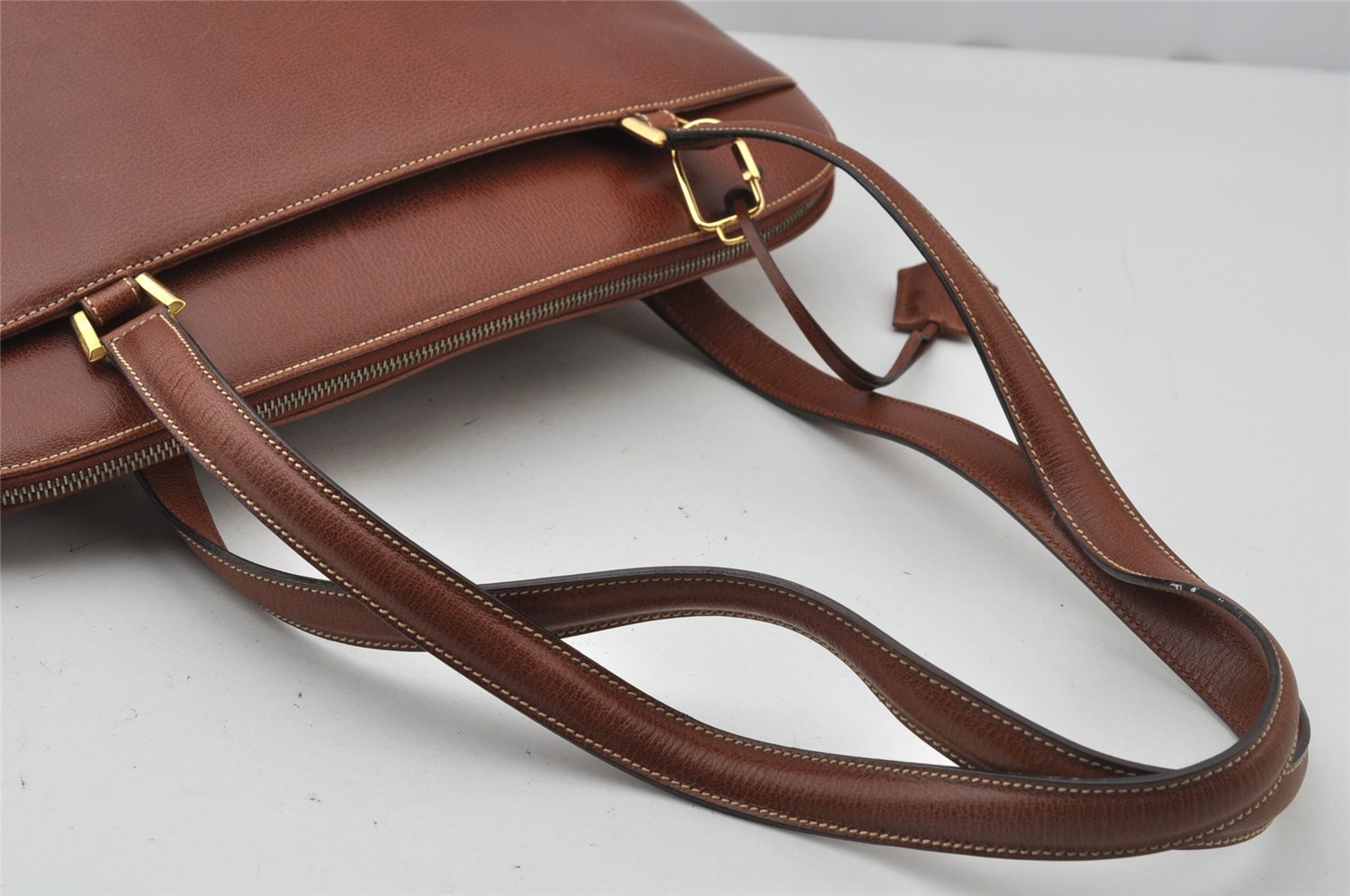 Authentic Salvatore Ferragamo Vintage Leather Shoulder Tote Bag Brown SF 2672J