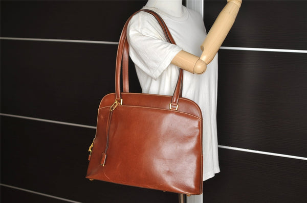 Authentic Salvatore Ferragamo Vintage Leather Shoulder Tote Bag Brown SF 2672J