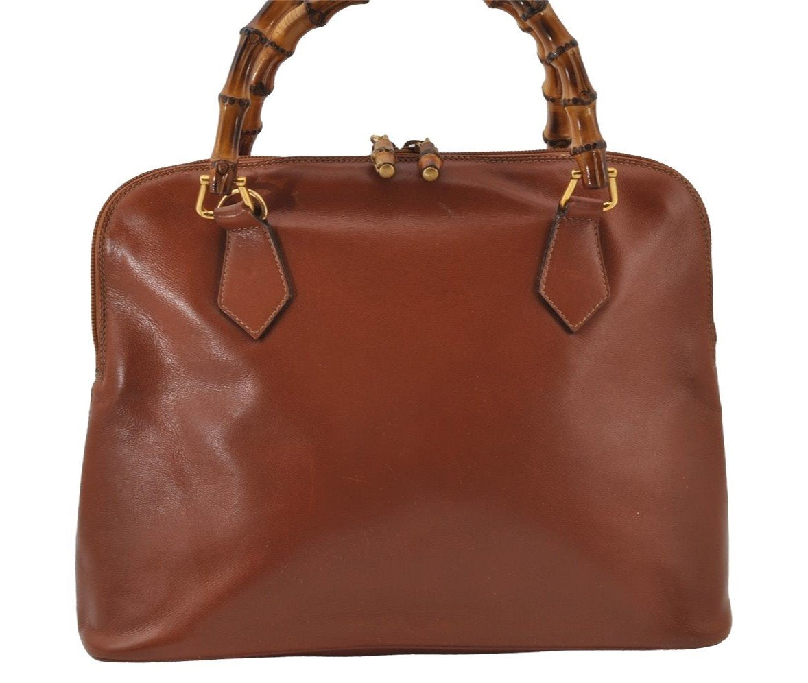 Authentic GUCCI Bamboo 2Way Shoulder Hand Bag Purse Leather Brown Junk 2674J