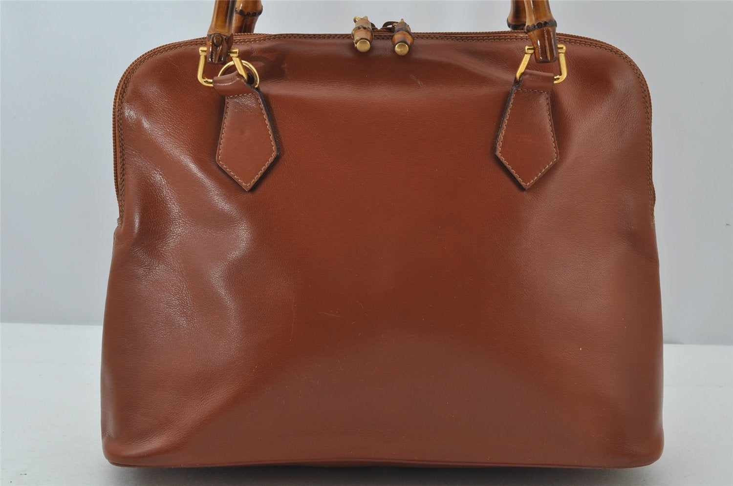 Authentic GUCCI Bamboo 2Way Shoulder Hand Bag Purse Leather Brown Junk 2674J
