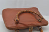 Authentic GUCCI Bamboo 2Way Shoulder Hand Bag Purse Leather Brown Junk 2674J