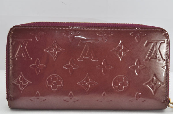 Authentic Louis Vuitton Vernis Zippy Wallet Long Purse Wine Red M91536 LV 2674K