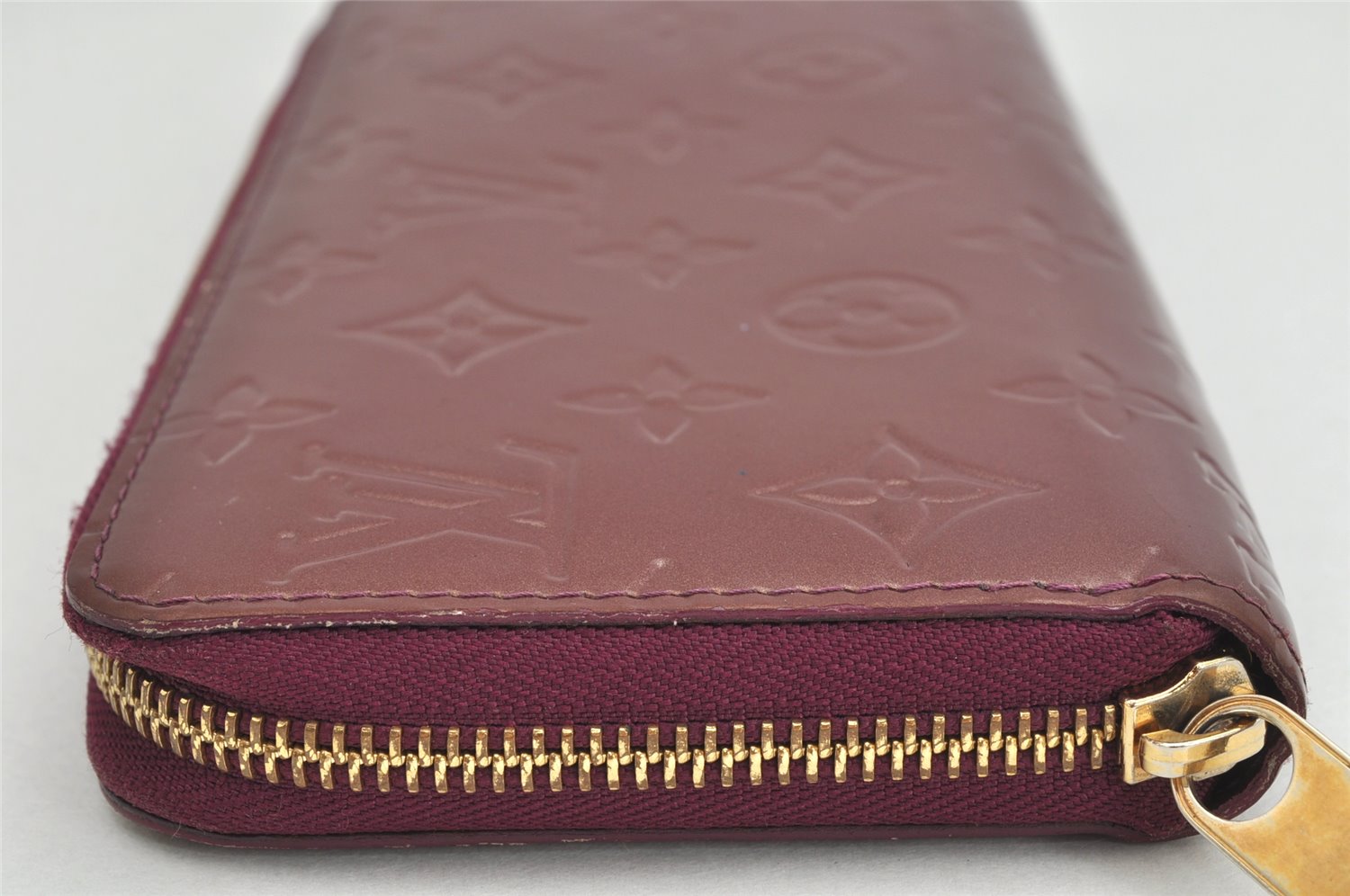 Authentic Louis Vuitton Vernis Zippy Wallet Long Purse Wine Red M91536 LV 2674K