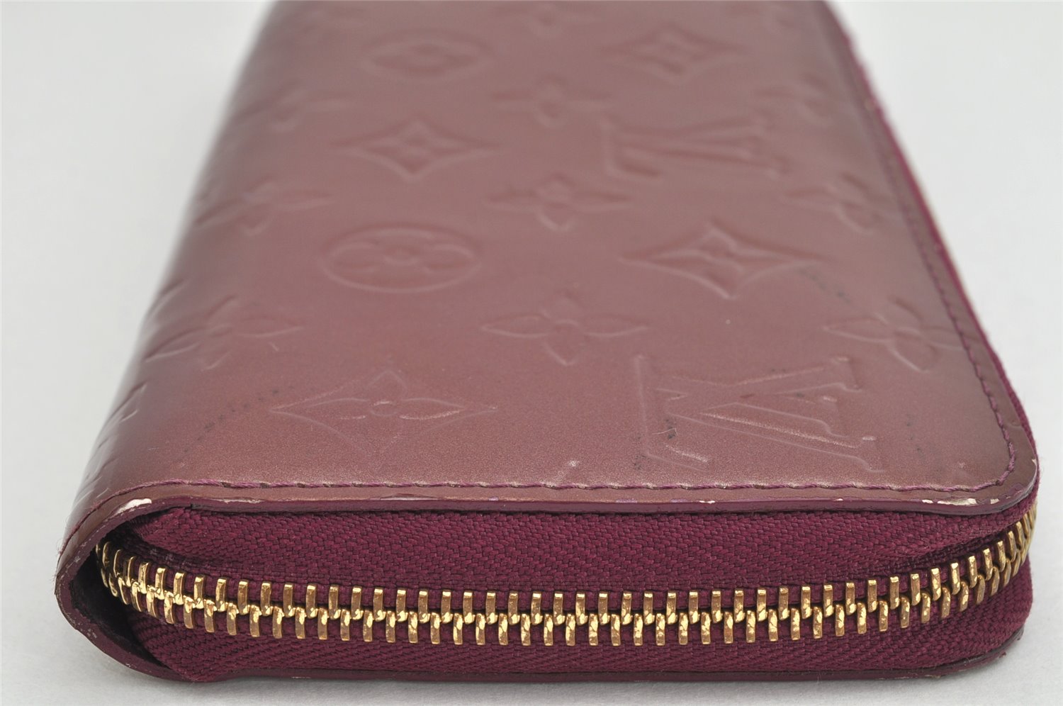 Authentic Louis Vuitton Vernis Zippy Wallet Long Purse Wine Red M91536 LV 2674K