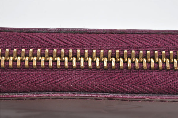 Authentic Louis Vuitton Vernis Zippy Wallet Long Purse Wine Red M91536 LV 2674K