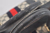 Authentic GUCCI Sherry Line Hand Boston Bag GG PVC Leather Navy Blue 2675J