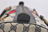 Authentic GUCCI Sherry Line Hand Boston Bag GG PVC Leather Navy Blue 2675J