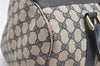 Authentic GUCCI Sherry Line Hand Boston Bag GG PVC Leather Navy Blue 2675J