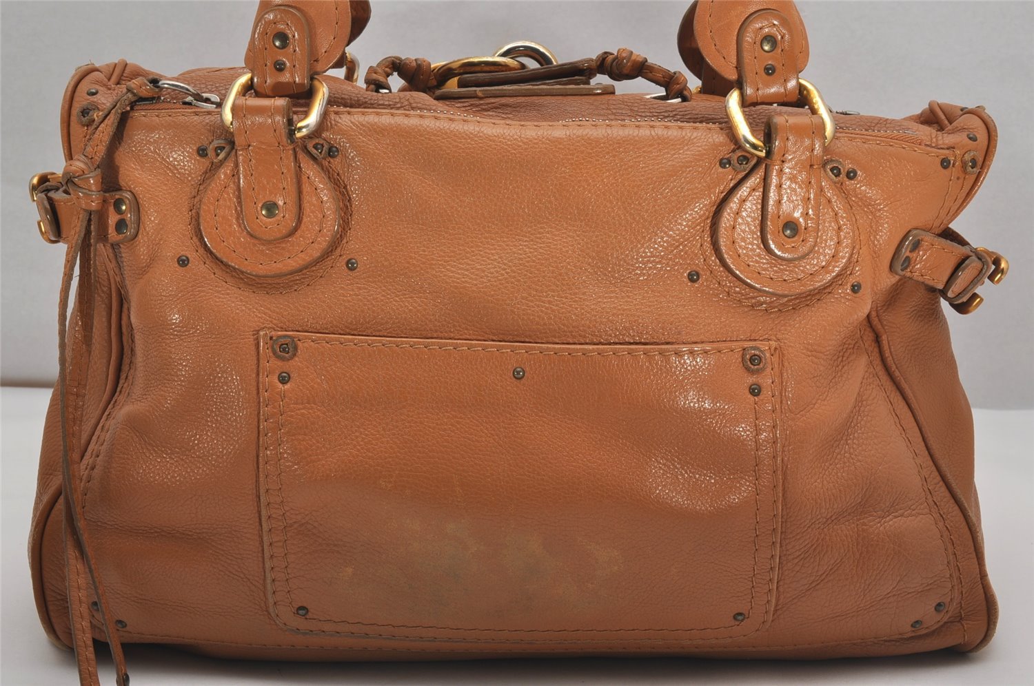 Authentic Chloe Vintage Paddington Leather Shoulder Hand Bag Brown 2676J