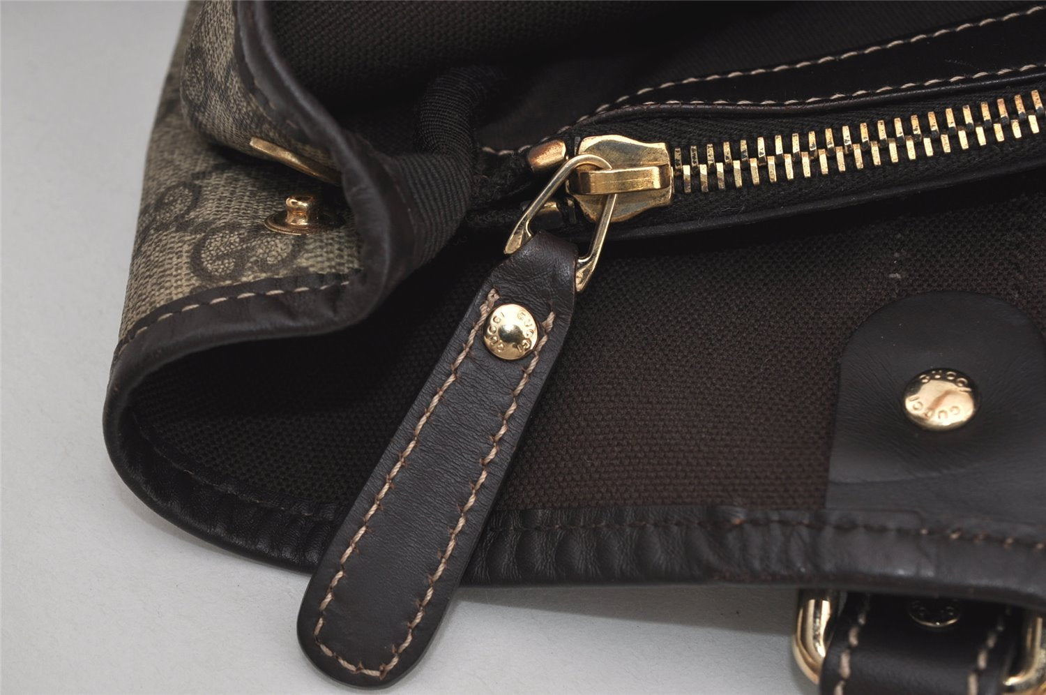 Authentic GUCCI Vintage Shoulder Hand Bag GG PVC Leather 223668 Brown 2677I