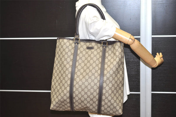 Authentic GUCCI Vintage Shoulder Hand Bag GG PVC Leather 223668 Brown 2677I