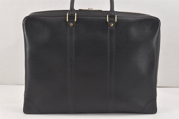 Authentic Louis Vuitton Epi Porte Documents Voyage Briefcase M59162 Black 2681K
