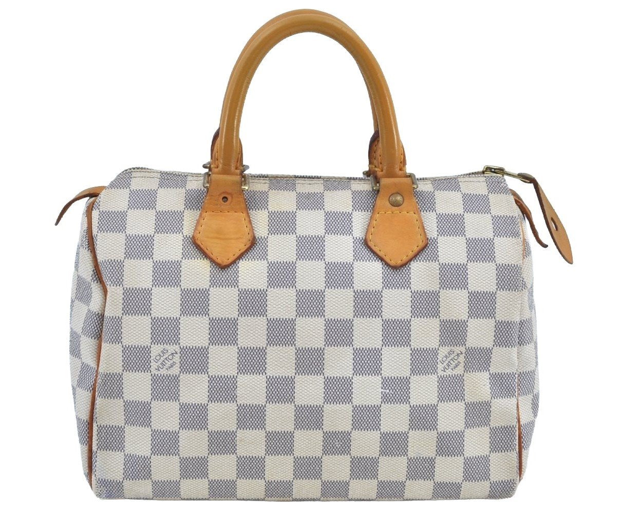 Authentic Louis Vuitton Damier Azur Speedy25 Hand Boston Bag N41534 LV 2682J