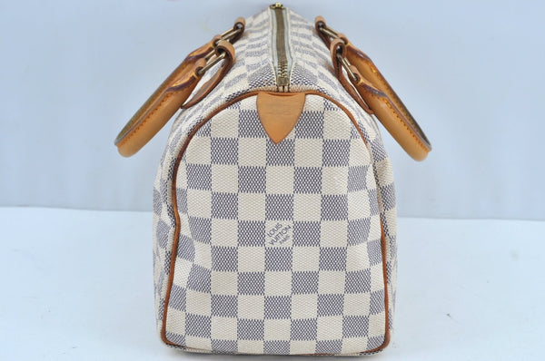 Authentic Louis Vuitton Damier Azur Speedy25 Hand Boston Bag N41534 LV 2682J