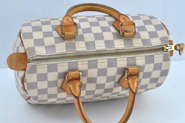 Authentic Louis Vuitton Damier Azur Speedy25 Hand Boston Bag N41534 LV 2682J