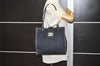 Authentic FENDI Vintage Canvas Shoulder Hand Tote Bag Purse Navy Blue 2684J