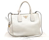 Authentic PRADA Vintage Leather 2Way Shoulder Hand Bag White 2685K