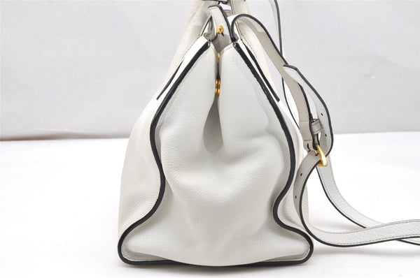 Authentic PRADA Vintage Leather 2Way Shoulder Hand Bag White 2685K