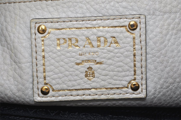 Authentic PRADA Vintage Leather 2Way Shoulder Hand Bag White 2685K