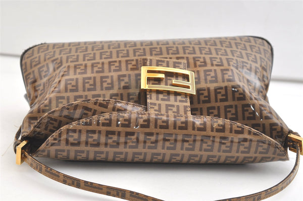 Authentic FENDI Zucchino Shoulder Hand Bag Purse PVC Leather Brown 2686K