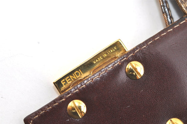 Authentic FENDI Zucchino Shoulder Hand Bag Purse PVC Leather Brown 2686K