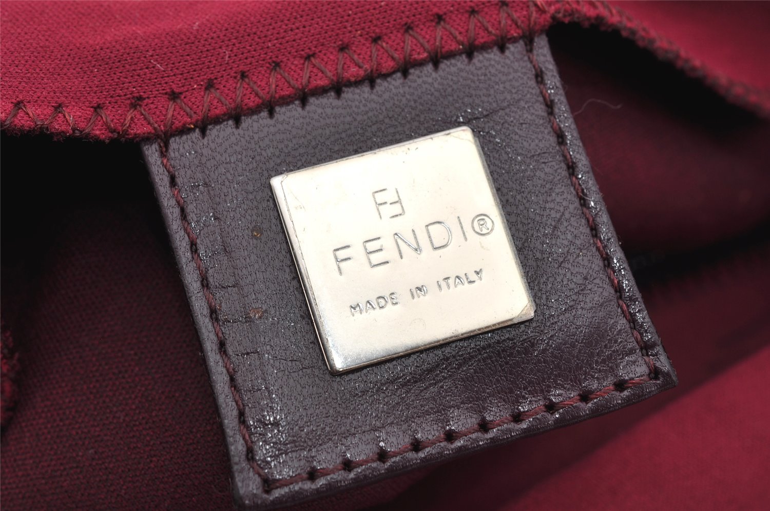 Authentic FENDI Vintage Shoulder Bag Purse Jersey Leather Bordeaux Junk 2687K