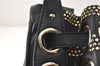 Authentic JIMMY CHOO Studs Leather Shoulder Tote Bag Black 2688K