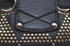 Authentic JIMMY CHOO Studs Leather Shoulder Tote Bag Black 2688K
