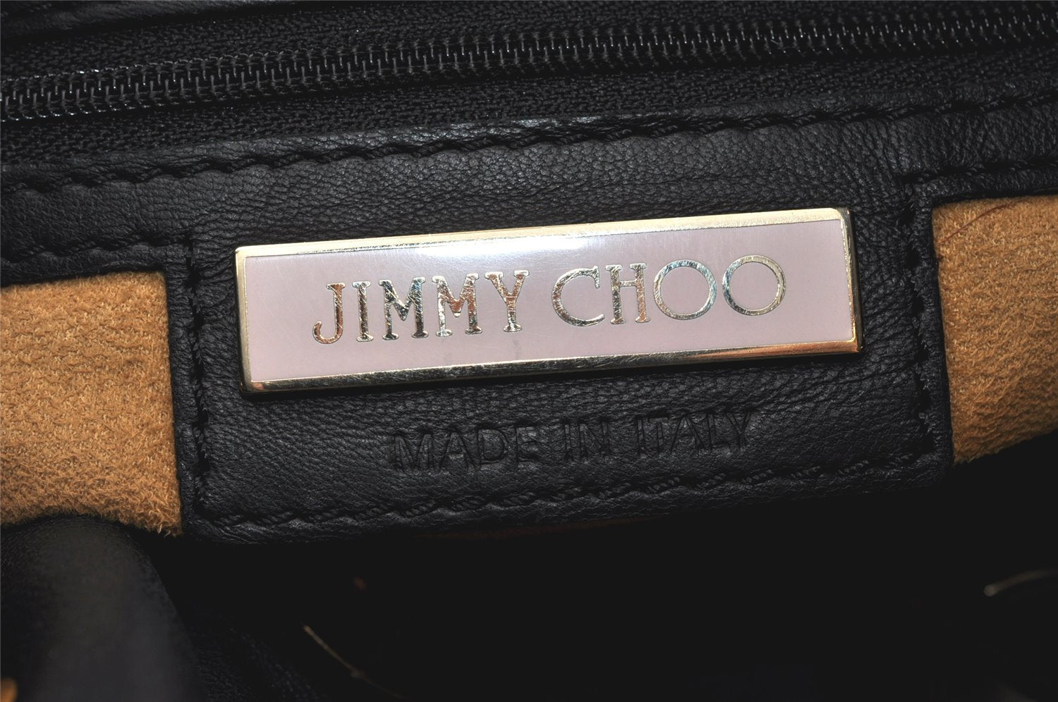 Authentic JIMMY CHOO Studs Leather Shoulder Tote Bag Black 2688K