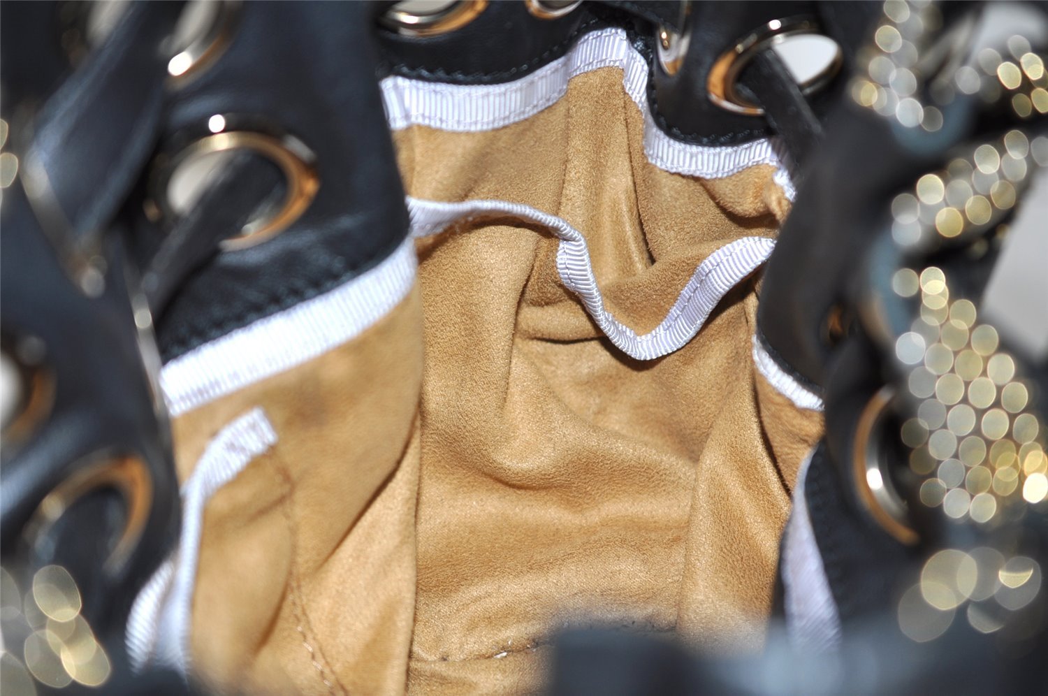 Authentic JIMMY CHOO Studs Leather Shoulder Tote Bag Black 2688K