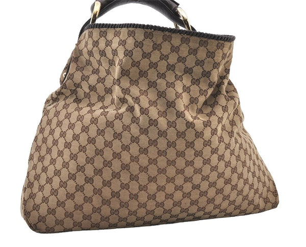 Authentic GUCCI Horsebit Shoulder Hand Bag GG Canvas Leather 114900 Brown 2689J