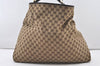 Authentic GUCCI Horsebit Shoulder Hand Bag GG Canvas Leather 114900 Brown 2689J