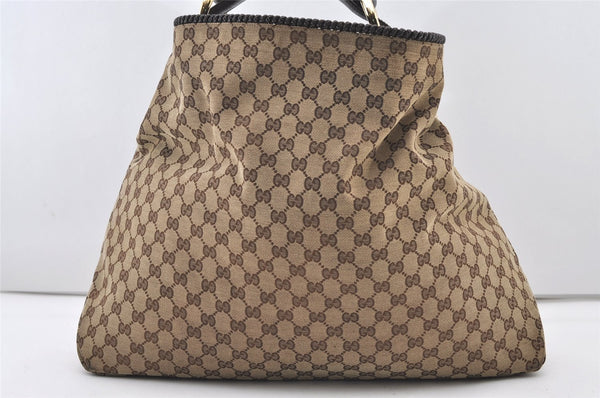 Authentic GUCCI Horsebit Shoulder Hand Bag GG Canvas Leather 114900 Brown 2689J